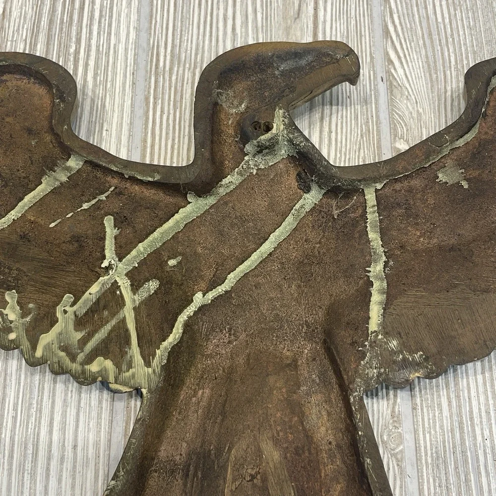 Vintage HEAVY DUTY Brass American Eagle Wall Mount 18